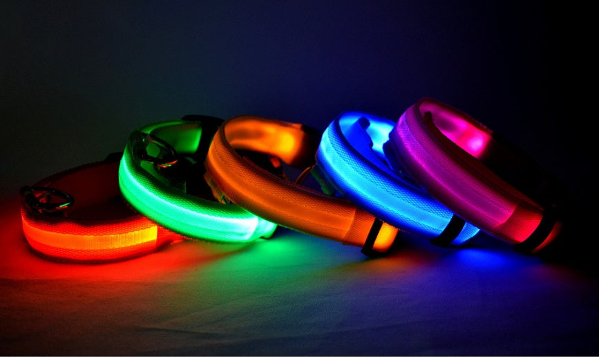 LED Dog Collar – Night Safety, Adjustable & Glow-in-the-Dark - Shop Happy Paws Now